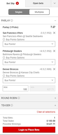 An Example of a Parlay Bet from Bodog