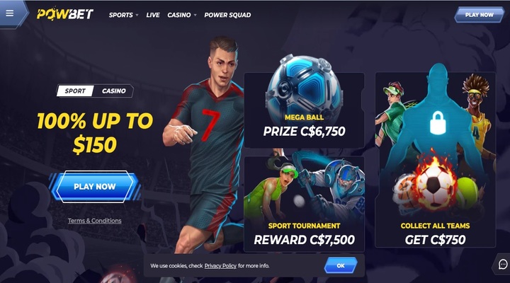 Powbet's Casino front page for BC Casino Players