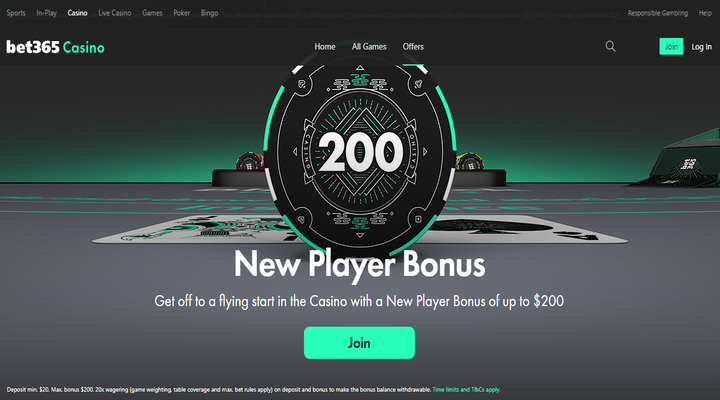 Start the signup process at Bet365's BC Casino