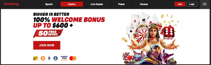 A screenshot from Bodog, the fifth best online casino in Canada.