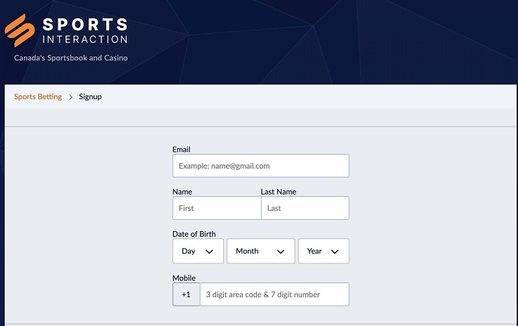 To Sign Up For Sports Interaction, Enter Your Account Information