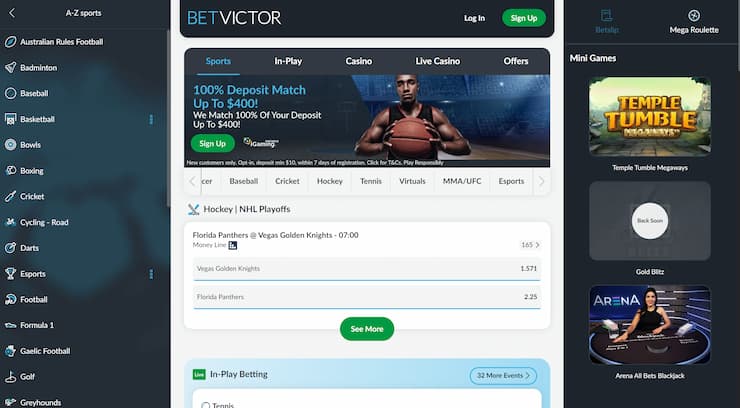 UFC online betting Canada. BetVictor homepage