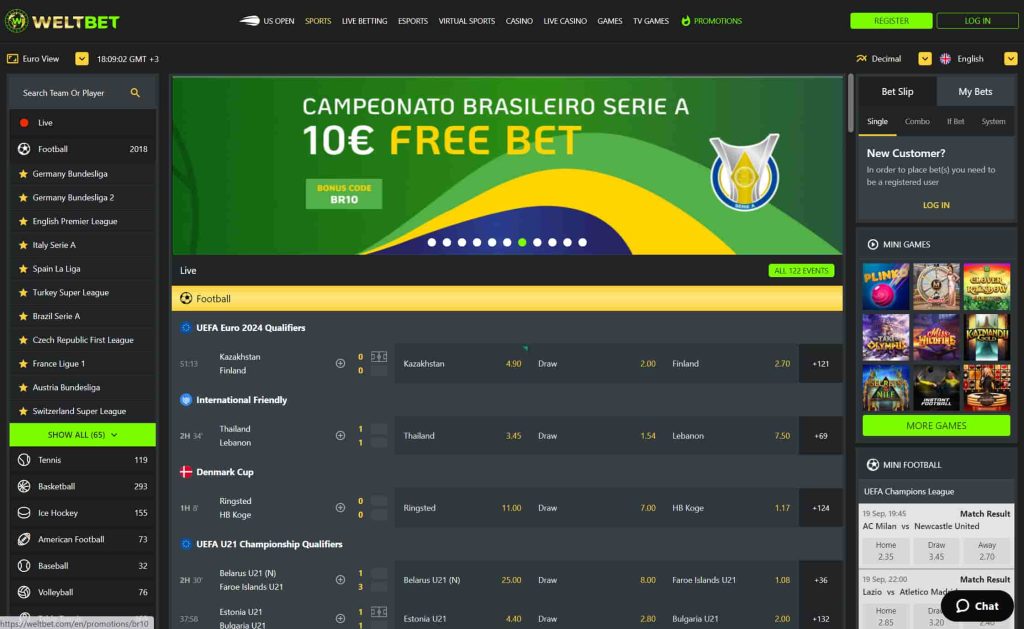 weltbet sportsbook home page