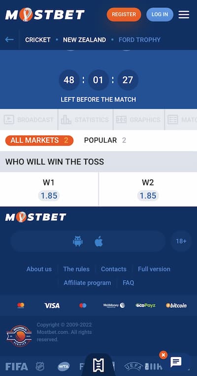 Mostbet app homepage 