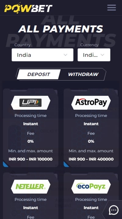 Online Cricket Betting Apps- Deposit