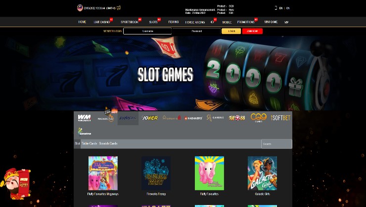 K9Win casino and some of the Playtech slots in its lobby