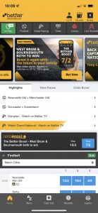 Betfair Betting App Home Page