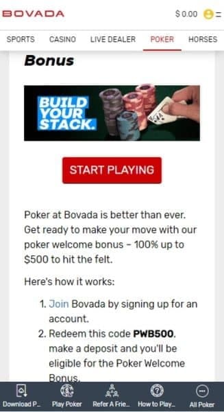 Claim Bovada poker bonus in Singapore