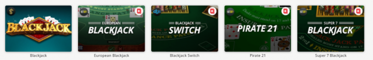 variedad de juegos blackjack