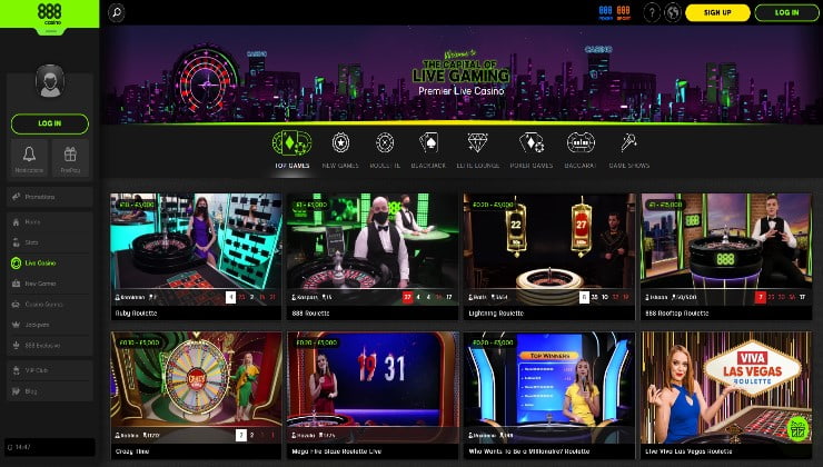 The live dealer games at 888 Casino