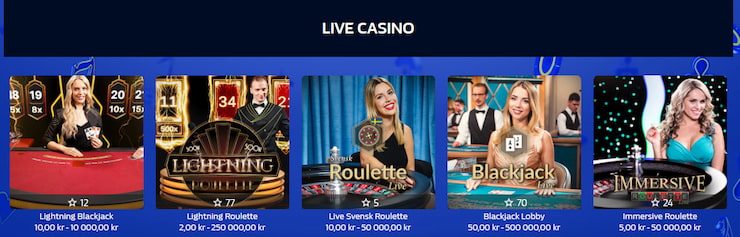 bild på olika live casinospel