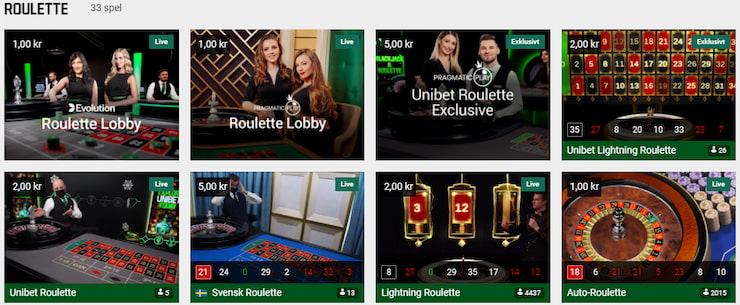 bild som visar unibet roulette live casino spel