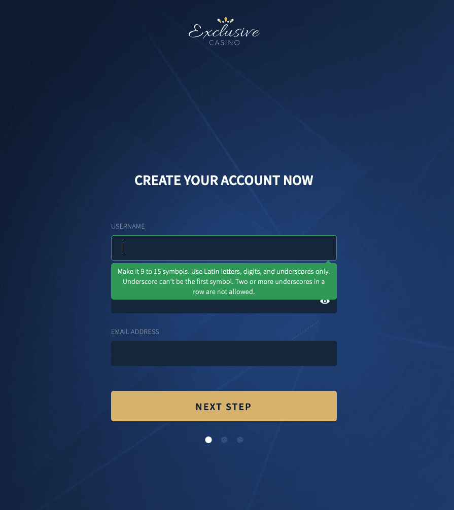 Exclusive Casino Account Creation Form