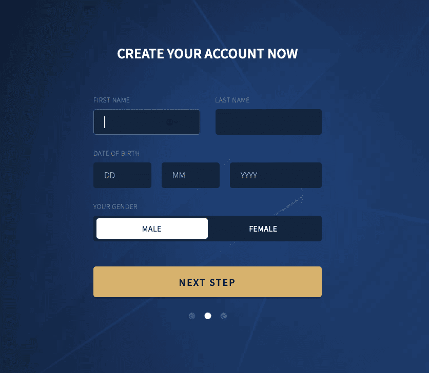 Exclusive Casino Account Creation Form - Step 2
