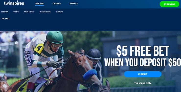 Twinspires has a great midweek free horse racing offer