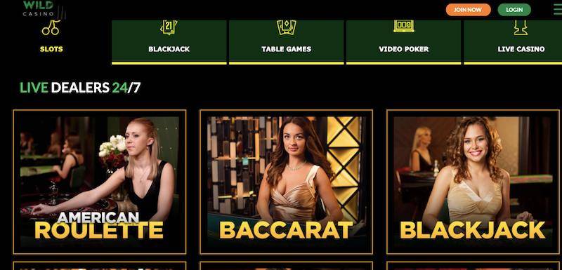 Wild Casino boasts an impressive range of live dealer games for New York players
