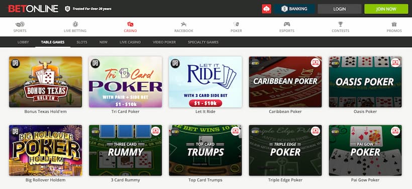 BetOnline - Gaming List - Best Pai Gow Poker Online Casinos - image