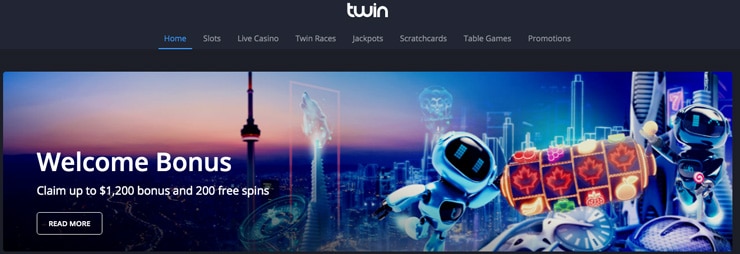 Twin's landing page for players in Quebec