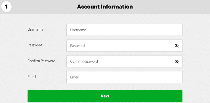 Enter a username and password at Betway Canada