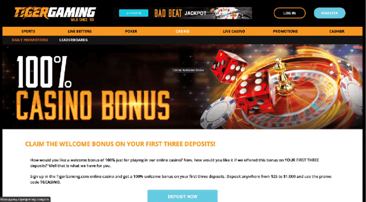 Tiger Gaming Casino Welcome Bonus Offer