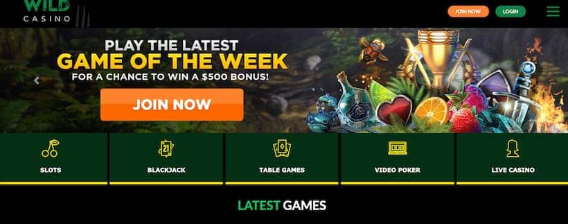 wild casino sign up page