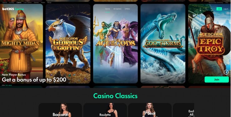 bet365 online casinos malaysia - casino page screen