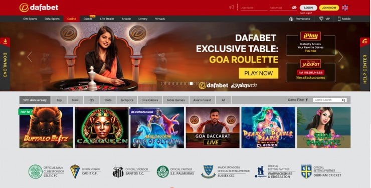 dafbet online casino Malaysia - casino page screen