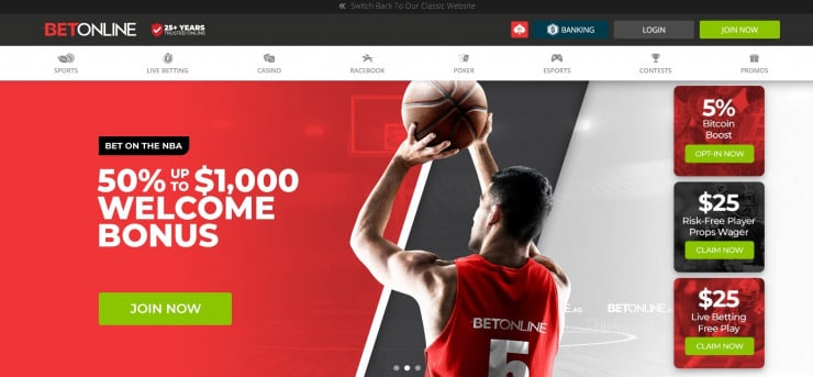 BetOnline offers multiple welcome bonuses for sportsbook and casino users