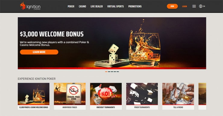 Ignition Casino Homepage - best online casinos in Milwaukee