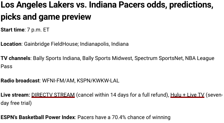 Lakers vs Pacers preview