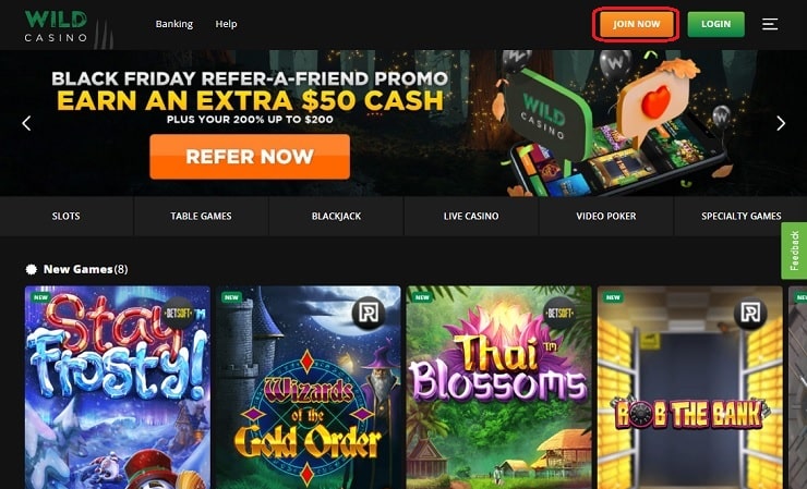 Wild Casino Tablet Join Now