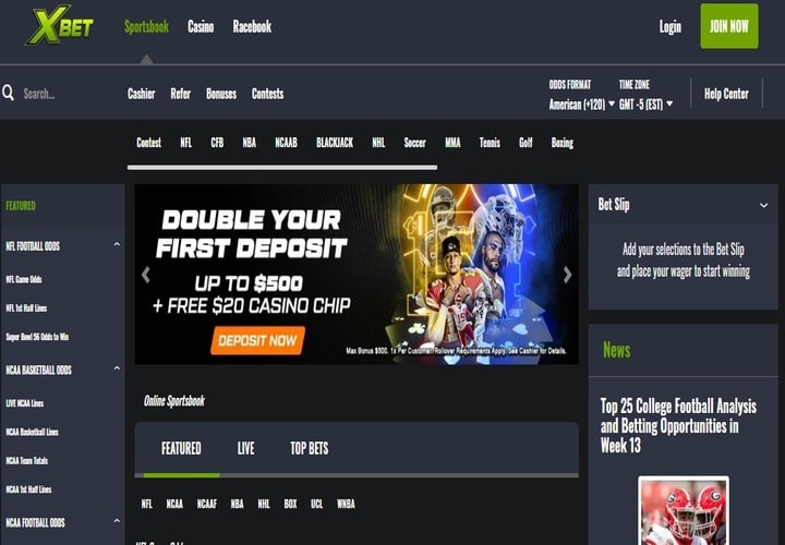 Online casino homepage
