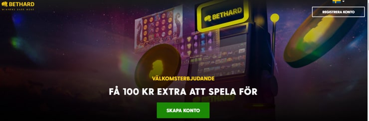 Få 100 kr extra att spela för hos ett av Sveriges bästa spelbolag: Bethard