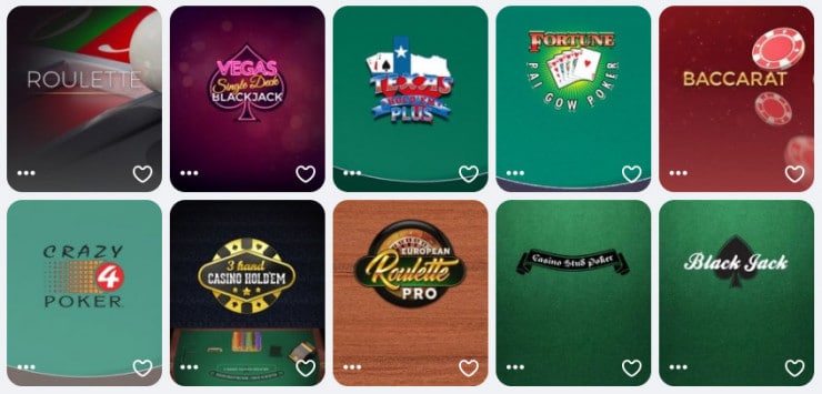 Bordsspel hos casinon med BankID