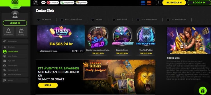 888casinos landningssida för nya casino spelare