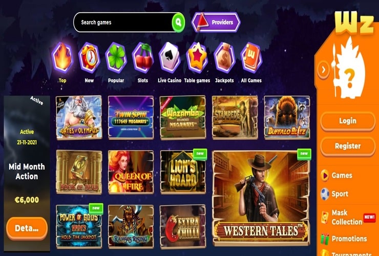 Casino game screen at casino site