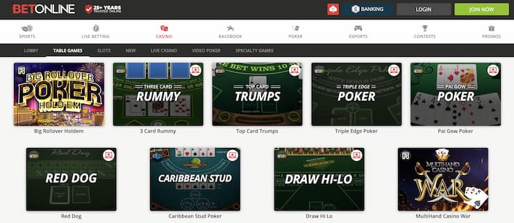 BetOnline Poker Platform Homepage