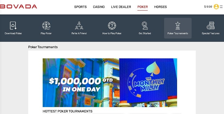 Bovada Poker Tournaments Page