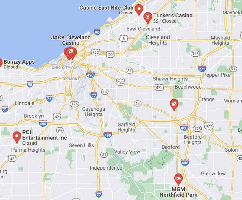 Cleveland Casinos Map