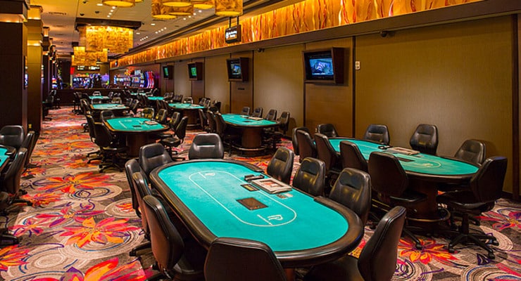 Casino floor with poker table