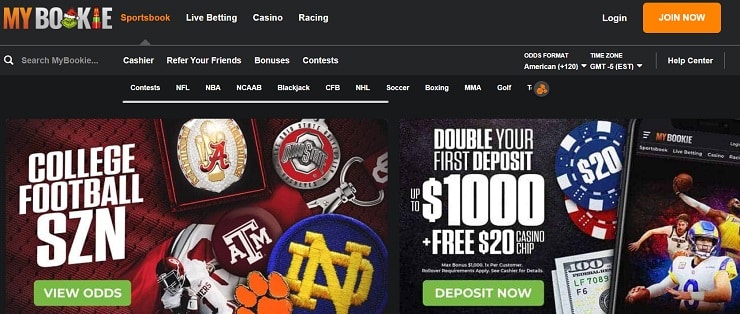 MyBookie Betting Offers on Homepage
