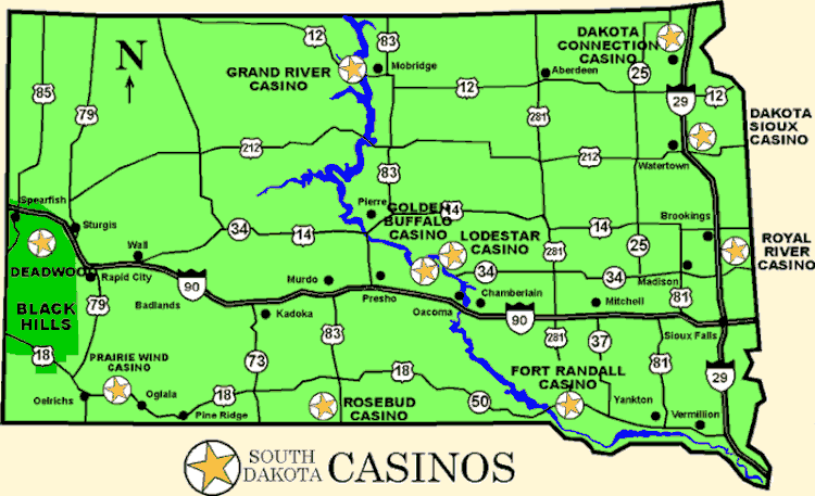 South Dakota Casinos Map