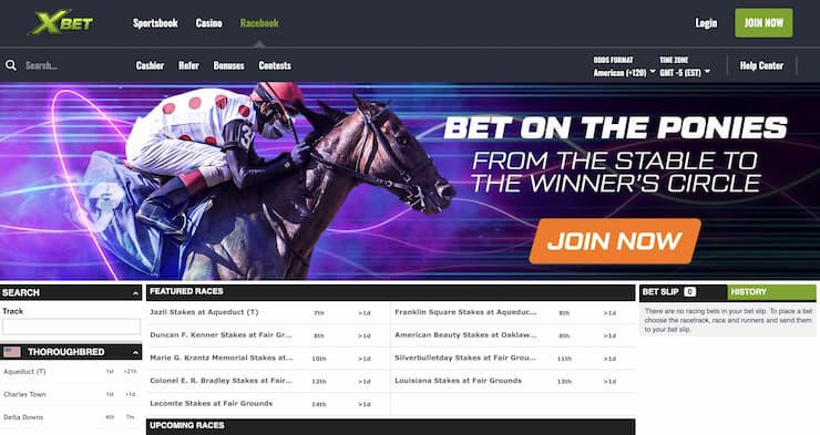 XBet homepage - RI horse racing 