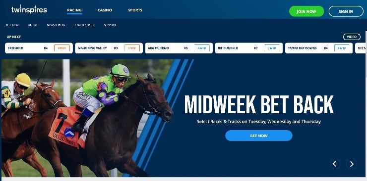TwinSpires Horse Racing Homepage