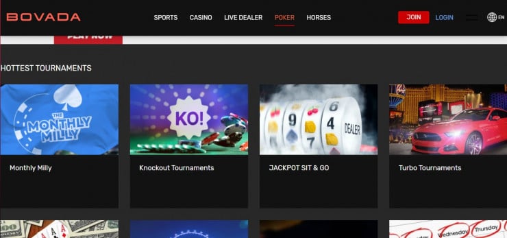 Bovada video poker section