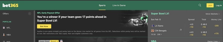 Bet on the Super Bowl in Nova Scotia with Bet 365.
