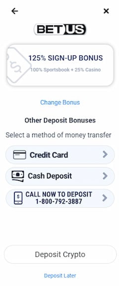 BetUS deposit options