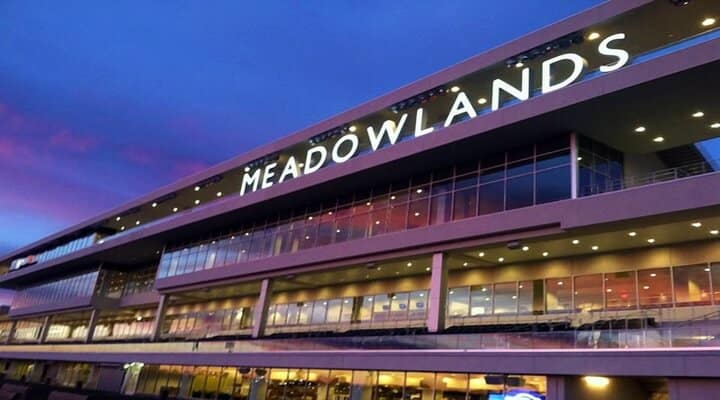 Meadowlands grandstand at night