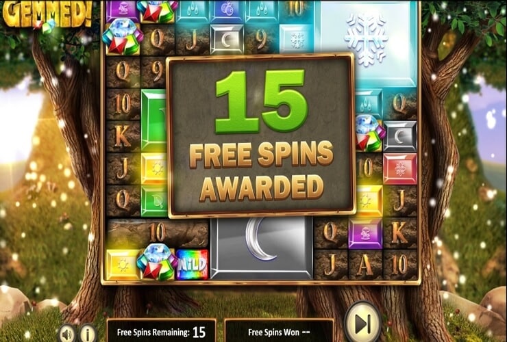 Gemmed Slot Game with Free Spins Awarded