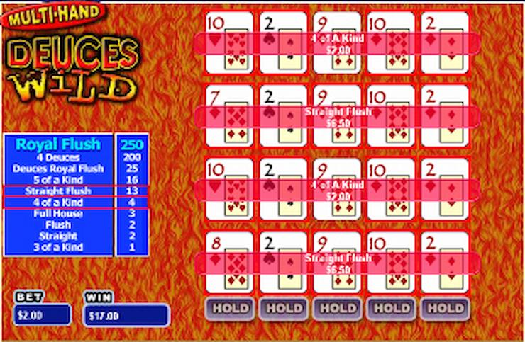 Screenshot of Multi-Hand Deuces Wild from an online casino